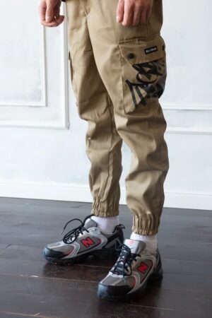 Джоггеры утепленные BLK Crown Tag Logo beige